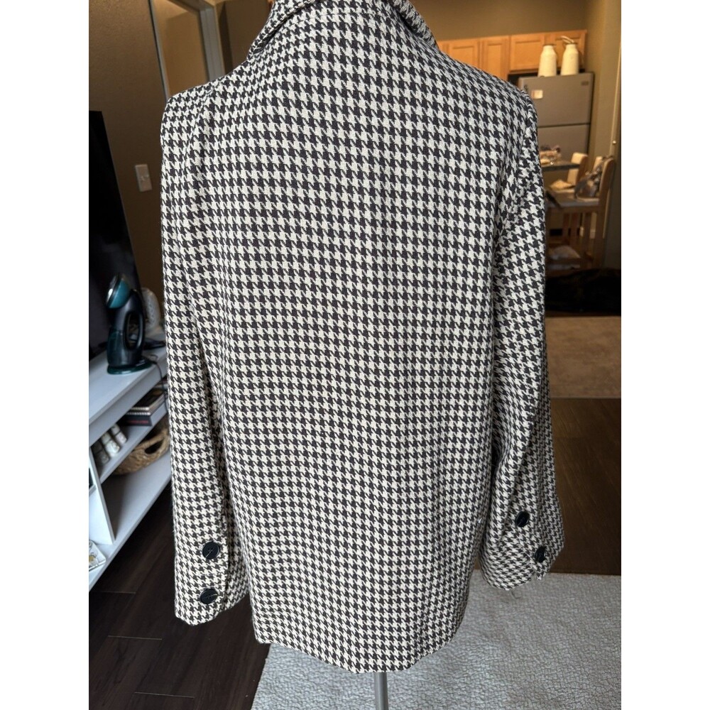 DAZY Women's Houndstooth Blazer Jacket Beige Brown Check Size S Small Preppy - Picture 3 of 5